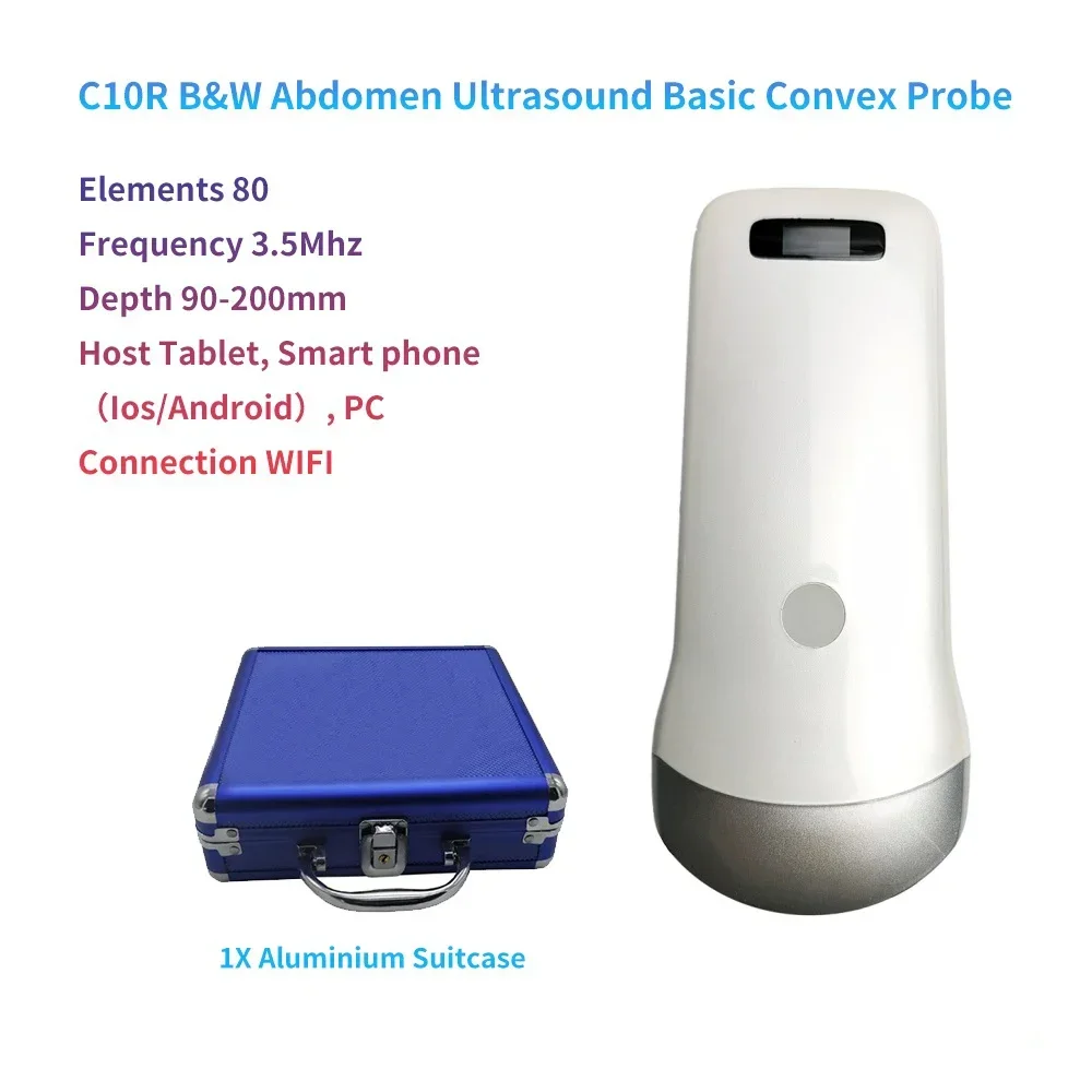 Portable 3.5Mhz Wireless Convex Ultrasound Probe Scanner Probe Support IOS Android Windows Use for Emergency Surgery Healthcare
Portable 3.5Mhz Wireless Convex Ultrasound Probe Scanner Probe Support IOS Android Windows Use for Emergency Surgery Healthcare