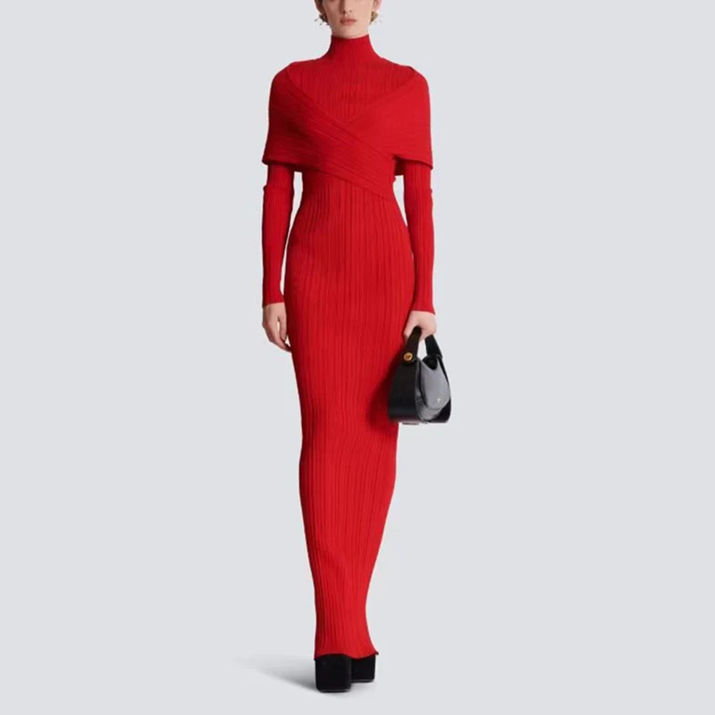 Women's Long Knitted Dress, High Neck Long Sleeve Pleated Dress, Fashion Elegant Party Dress, High Quality, Fall, New, 2024, y2k
Women's Long Knitted Dress, High Neck Long Sleeve Pleated Dress, Fashion Elegant Party Dress, High Quality, Fall, New, 2024, y2k