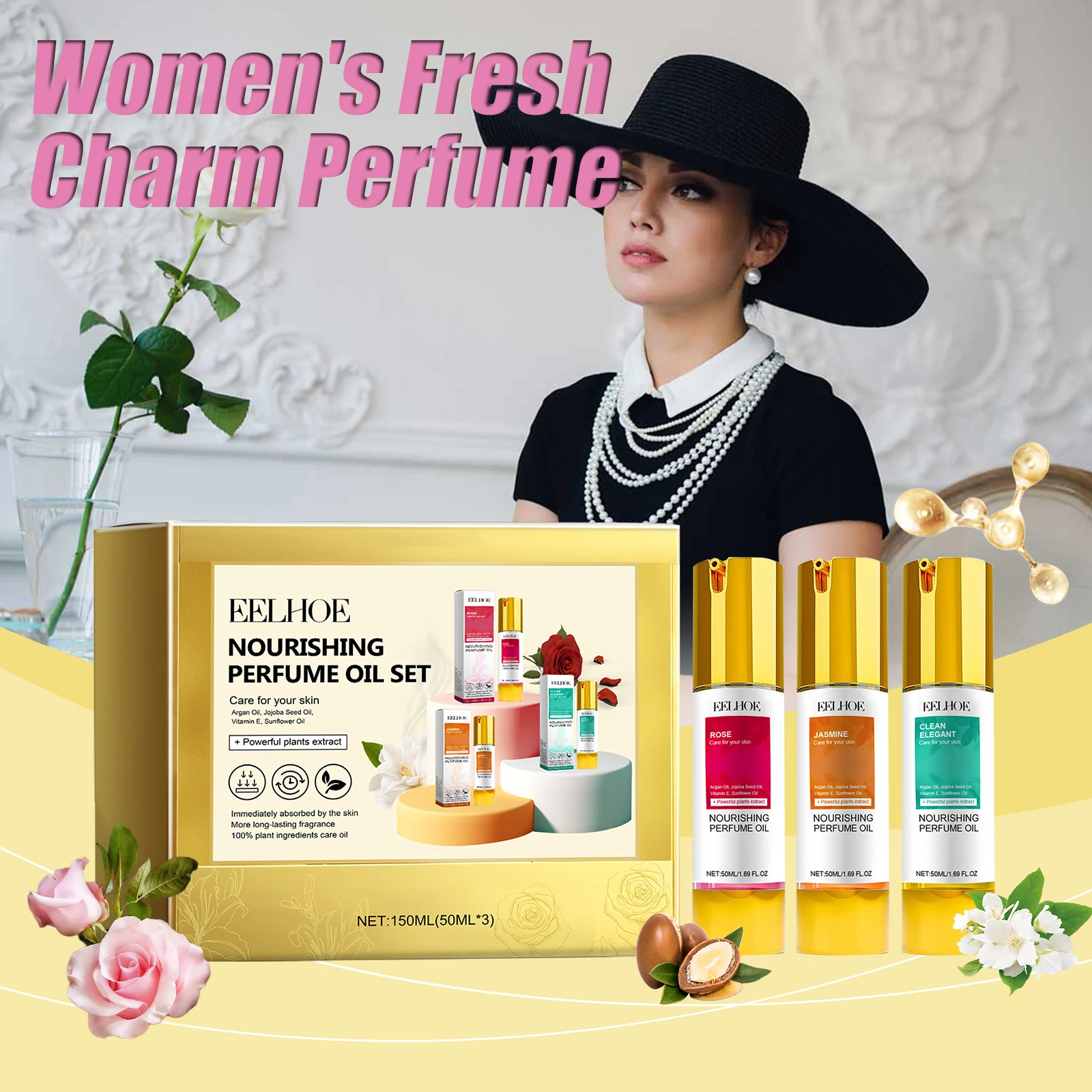 EELHOE Women's Perfume Gift Set-Fresh Floral Fruity Scent Long Lasting Skin-Safe Eau de Toilette Elegant Fragrance Collection
EELHOE Women's Perfume Gift Set-Fresh Floral Fruity Scent Long Lasting Skin-Safe Eau de Toilette Elegant Fragrance Collection