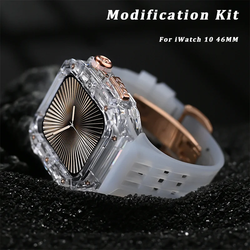 Luxury Transparent Modification Kit For Apple Watch 10 Fluororubber Watch Band For iWatch Series 46MM Metal Butterfly Buckle
Luxury Transparent Modification Kit For Apple Watch 10 Fluororubber Watch Band For iWatch Series 46MM Metal Butterfly Buckle