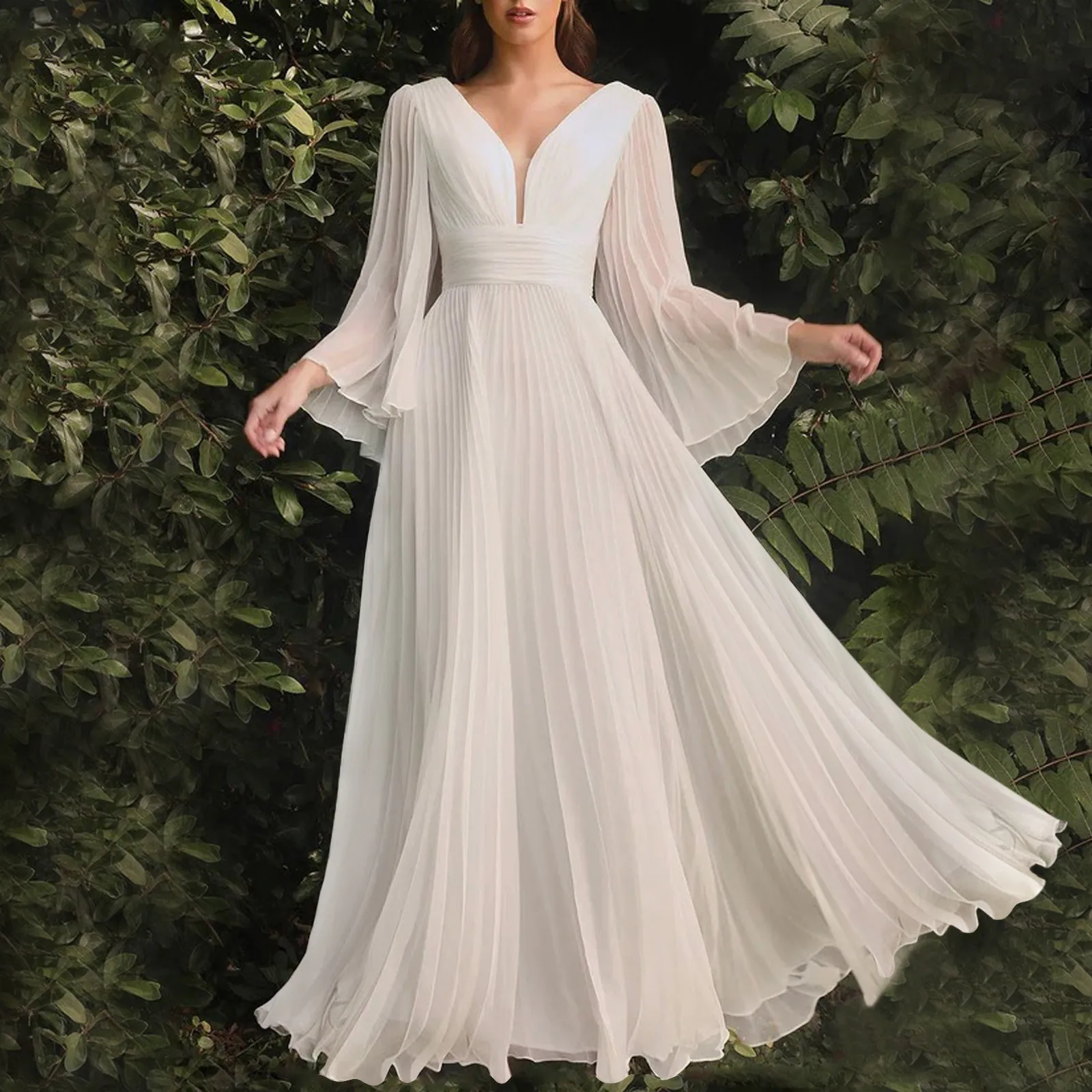 Ladies Solid Color Elegant Slim Long Dress Deep V Long Sleeve High Waist Dress Party Evening Dress Beautiful Bridesmaid Dress
Ladies Solid Color Elegant Slim Long Dress Deep V Long Sleeve High Waist Dress Party Evening Dress Beautiful Bridesmaid Dress