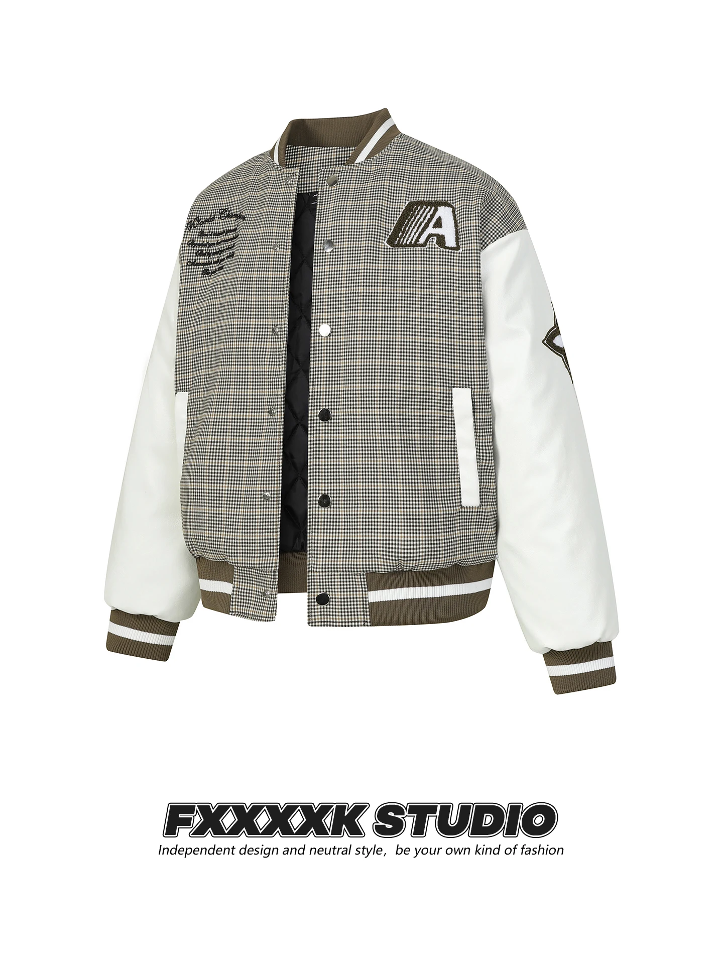 Original FXK American Retro Plaid Thiened Cotton Baseball Jaet with Embroidered Letters Vintage Sle Men's Coat
Original FXK American Retro Plaid Thiened Cotton Baseball Jaet with Embroidered Letters Vintage Sle Men's Coat