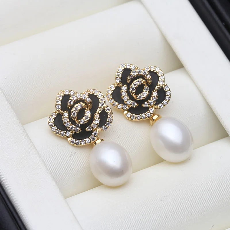 Wedding Freshwater Pearl Drop Earrings For Women,Vintage Flower Pearl Earrings Wife Girls Birthday Gift White Black
Wedding Freshwater Pearl Drop Earrings For Women,Vintage Flower Pearl Earrings Wife Girls Birthday Gift White Black