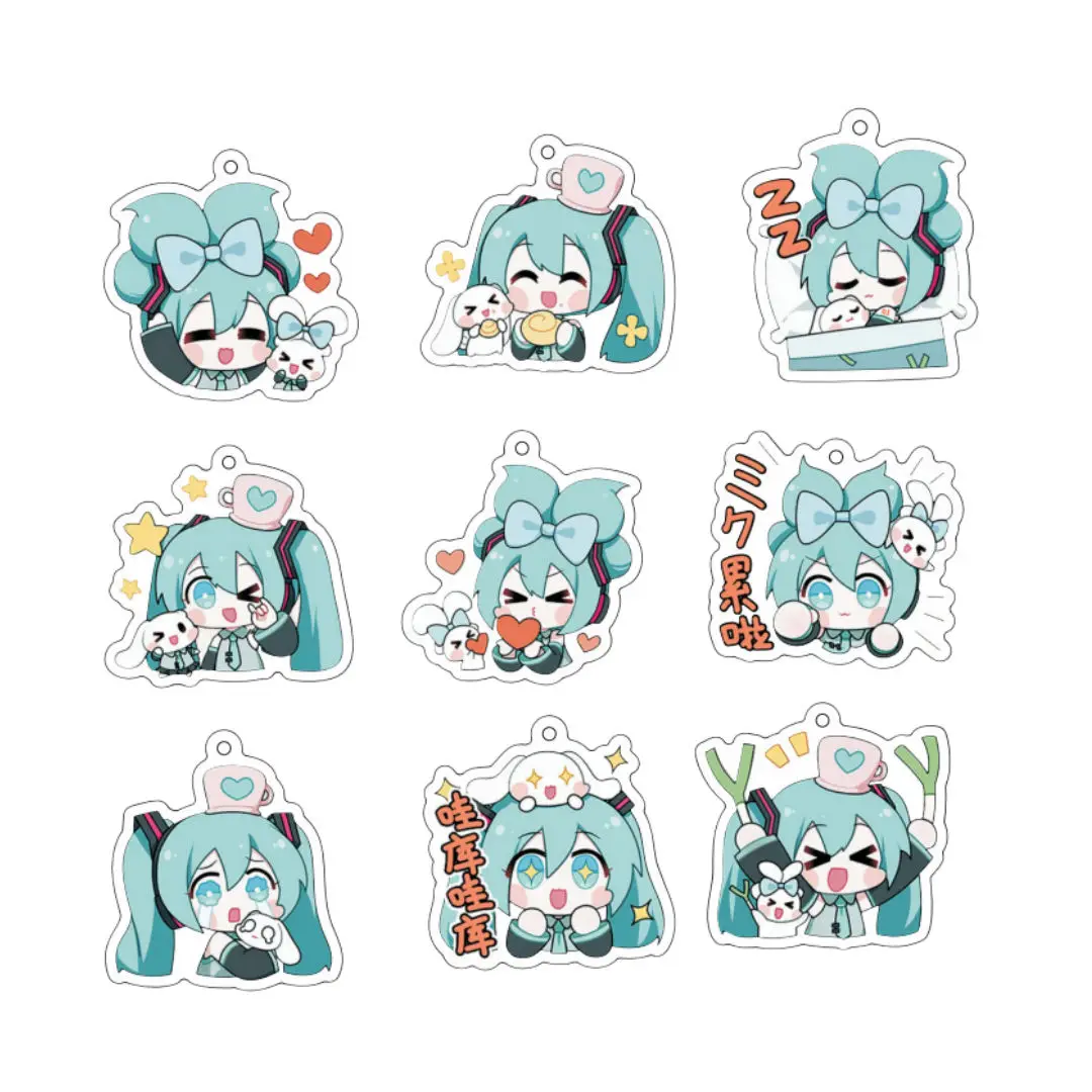 Hatsune Miku Acrylic Keychain — Cute and Adorable Q-Version Hatsune Miku with Rabbit Emoji Design | Transparent Acrylic Keychain, Can Be Used as a Backpack or Bag Accessory. | Virtual Singer, an Excellent Gift for Fans of 2D Anime.
Hatsune Miku Acrylic Keychain — Cute and Adorable Q-Version Hatsune Miku with Rabbit Emoji Design | Transparent Acrylic Keychain, Can Be Used as a Backpack or Bag Accessory. | Virtual Singer, an Excellent Gift for Fans of 2D Anime.