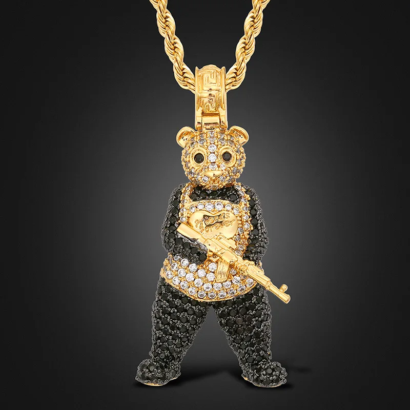 Iced Out Gun Panda Pendant Necklace Hip Hop Full Black White Zircon Unisex Cuban Chain Nightclub Party Jewelry Trendy Essential
Iced Out Gun Panda Pendant Necklace Hip Hop Full Black White Zircon Unisex Cuban Chain Nightclub Party Jewelry Trendy Essential