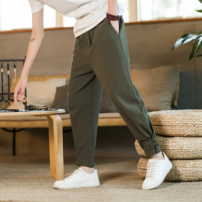 Summer New Men's Striped Cotton Linen Chinese Style Loose Casual Pants
Summer New Men's Striped Cotton Linen Chinese Style Loose Casual Pants