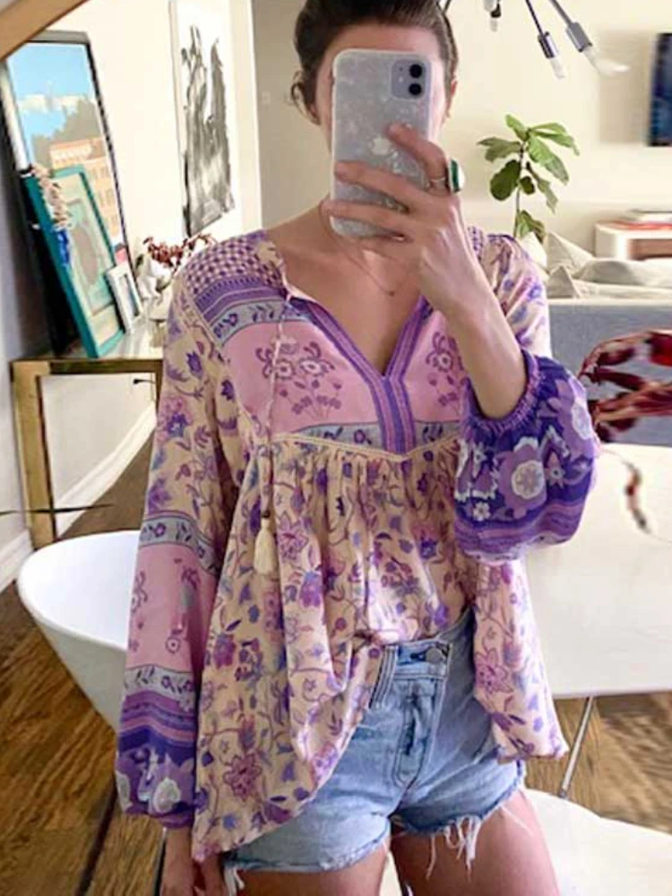 Super Chic floral long sleeve V-neck boho blouse women tassel button bohemian autumn fall blouse shirt cotton women tops
Super Chic floral long sleeve V-neck boho blouse women tassel button bohemian autumn fall blouse shirt cotton women tops