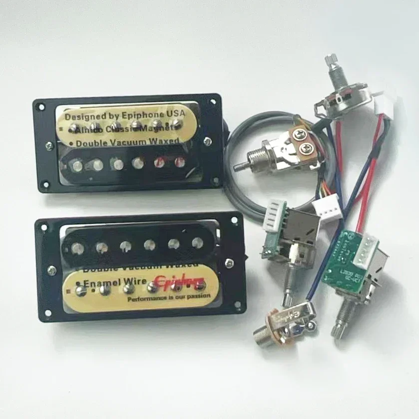1 set of standard neck and bridge electric guitar humbucking pickups with 2V1T professional wiring harness
1 set of standard neck and bridge electric guitar humbucking pickups with 2V1T professional wiring harness