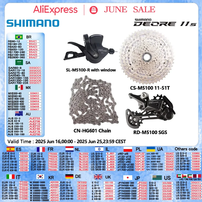 SHIMANO DEORE M5100 M5120 11 Speed Groupset MTB Mountain Bike Shifter Rear Dearilleur 42T 51T Cassette Chain Bicycle 11v Part
SHIMANO DEORE M5100 M5120 11 Speed Groupset MTB Mountain Bike Shifter Rear Dearilleur 42T 51T Cassette Chain Bicycle 11v Part
