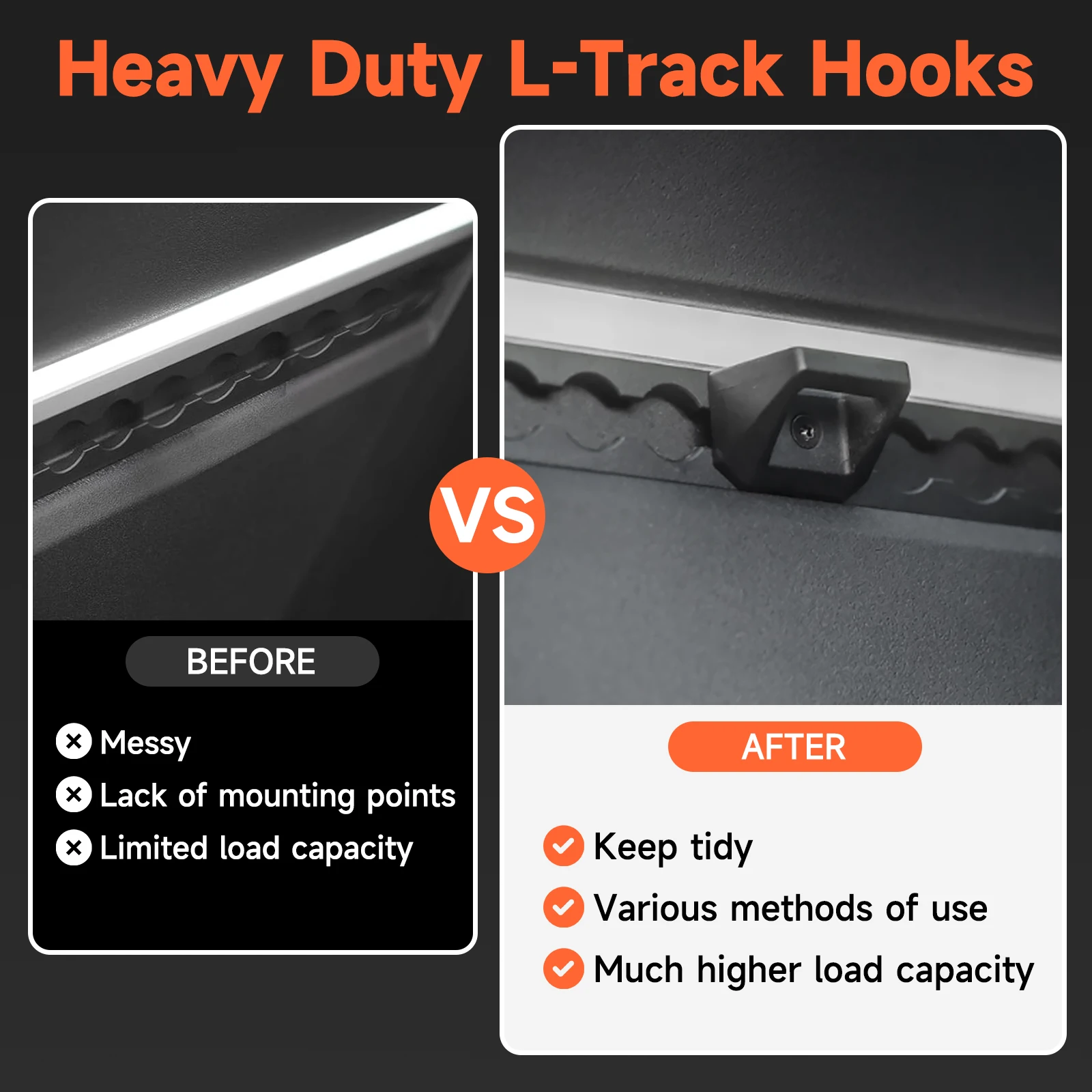 For Tesla Cybertruck 2025-2024-2023 L Track Splints Hook 2PCS Black Heavy Duty Steel Truck Bed Rail Track Cargo Tie Down Anchor
For Tesla Cybertruck 2025-2024-2023 L Track Splints Hook 2PCS Black Heavy Duty Steel Truck Bed Rail Track Cargo Tie Down Anchor
