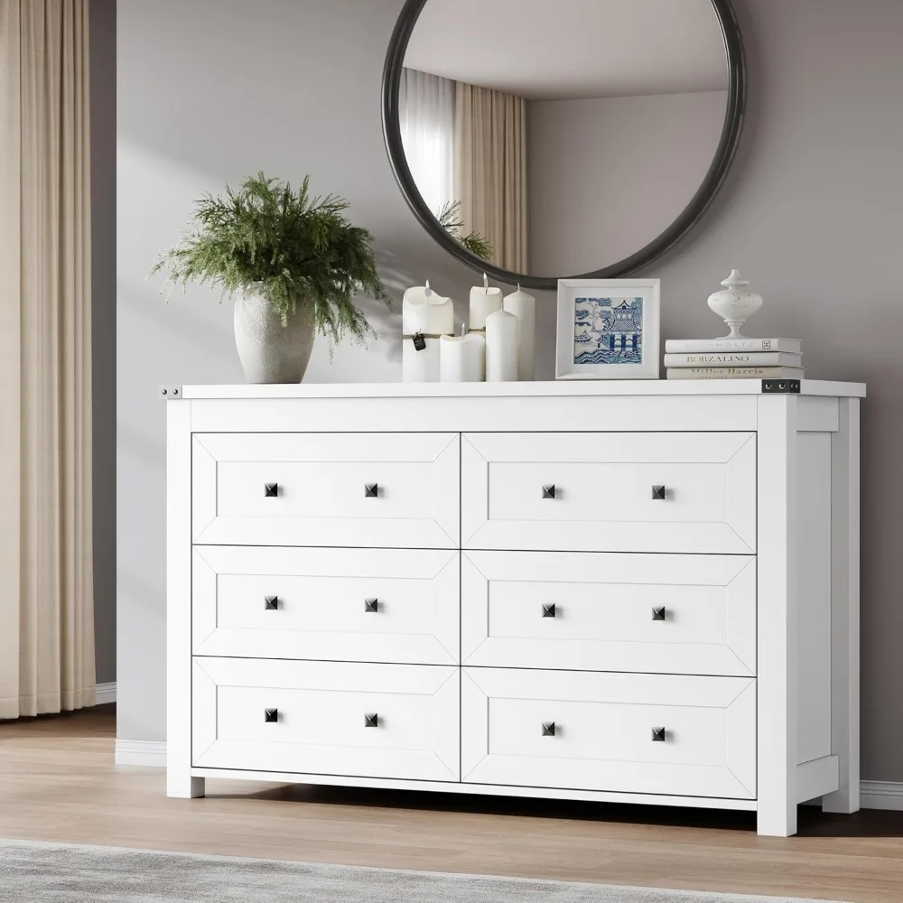 6-Drawer Dresser for Bedroom, Chest of Drawers with Ample Storage, Modern Farmhouse-Style Wooden Dresser for Bedroom
6-Drawer Dresser for Bedroom, Chest of Drawers with Ample Storage, Modern Farmhouse-Style Wooden Dresser for Bedroom