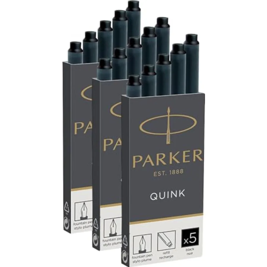 Quink Ink Cartridges - Long Size - 3 x Pack of 5 15 in Total - Black
Quink Ink Cartridges - Long Size - 3 x Pack of 5 15 in Total - Black