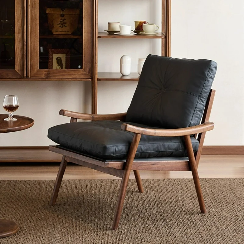 North American black walnut single sofa chair solid wood leather designer armchair living room leisure chair
North American black walnut single sofa chair solid wood leather designer armchair living room leisure chair
