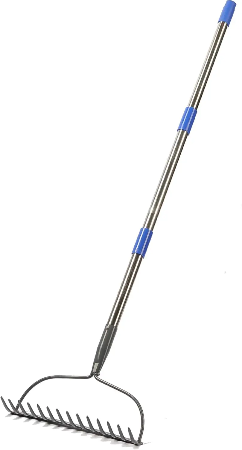 5 FT Garden Rake with Stainless Steel Handle for Lawns, Level Head Rake for Loosening Soil and Dethatching
5 FT Garden Rake with Stainless Steel Handle for Lawns, Level Head Rake for Loosening Soil and Dethatching