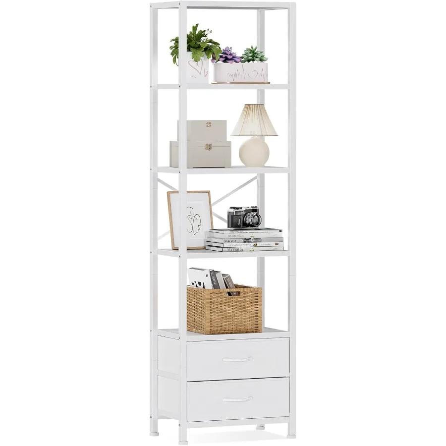 5Tier Corner Shelf Narrow Bookshelf with 2 Storage Drawers Tall Bookcase Wood Display Standing Shelf Organizer Unit for Living
5Tier Corner Shelf Narrow Bookshelf with 2 Storage Drawers Tall Bookcase Wood Display Standing Shelf Organizer Unit for Living