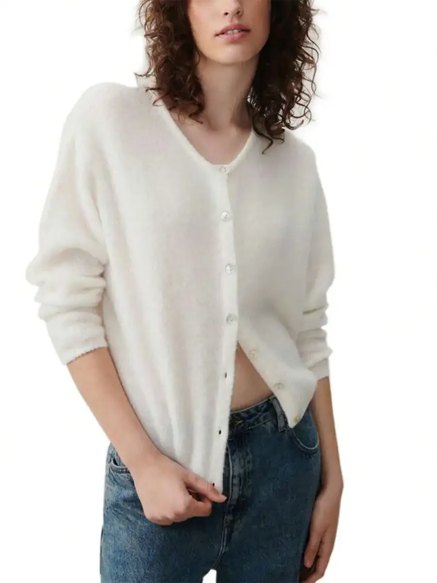 Women Solid Color V-Neck Long Sleeve Button Down Cardigan Casual Soft Knit Sweater
Women Solid Color V-Neck Long Sleeve Button Down Cardigan Casual Soft Knit Sweater