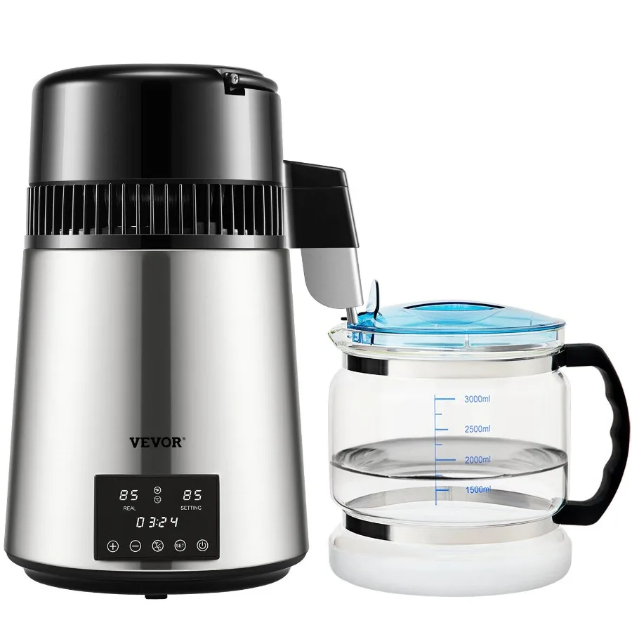 1.1Gal Water Distiller 0.3Gal H 750W Distilled Water Maker Machine 099H Timing Dual Temp Display 304 Stainless Steel Counterto
1.1Gal Water Distiller 0.3Gal H 750W Distilled Water Maker Machine 099H Timing Dual Temp Display 304 Stainless Steel Counterto