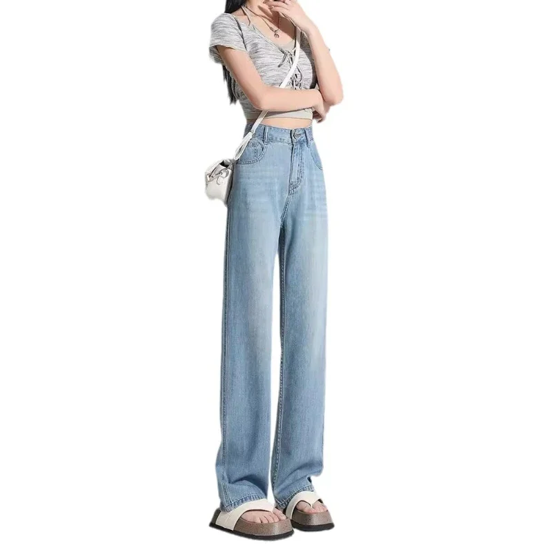 2025 New Fashion Light Blue Drooping Tencel Wide Leg Jeans Women's Summer Slim Fit High Waist Loose Straight Leg Floor Trousers
2025 New Fashion Light Blue Drooping Tencel Wide Leg Jeans Women's Summer Slim Fit High Waist Loose Straight Leg Floor Trousers
