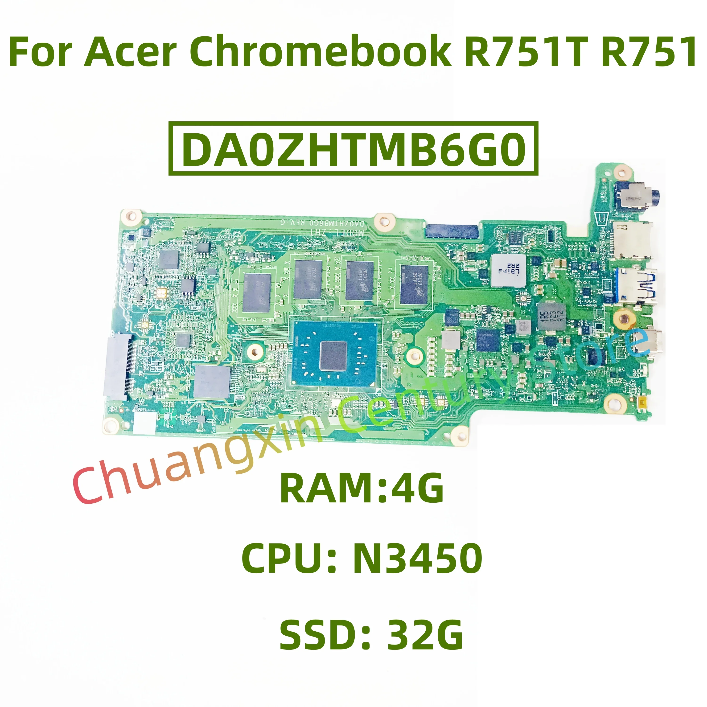 Материнская плата DA0ZHTMB6G0 для ноутбука Acer Chromebook R751T R751, процессор: N3450, оперативная память: 4G SSD: 32G, 100% тест, успельно отправлено
Материнская плата DA0ZHTMB6G0 для ноутбука Acer Chromebook R751T R751, процессор: N3450, оперативная память: 4G SSD: 32G, 100% тест, успельно отправлено