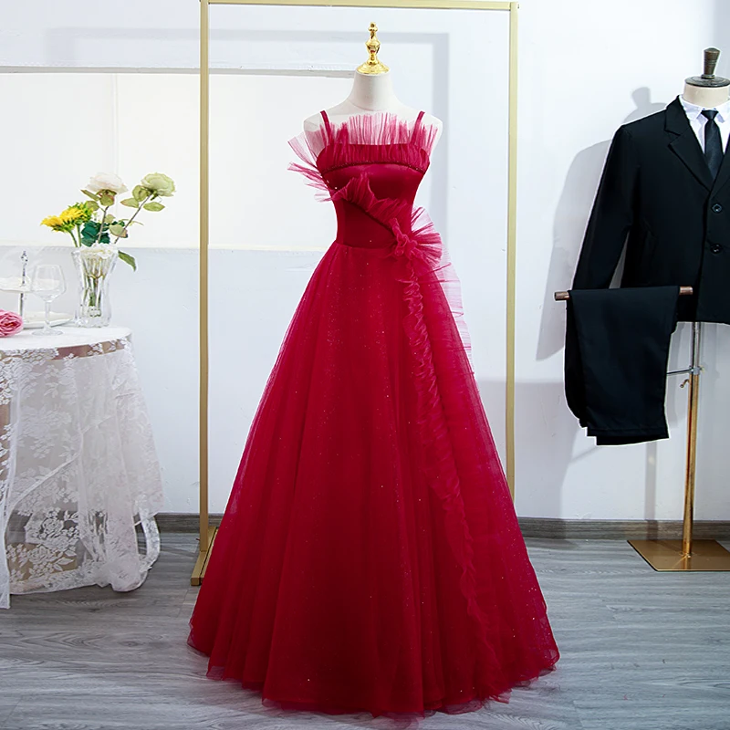 Evening Dress Burgundy Tulle Beading Ruffles Strapless Sleeveless Lace up Plus size A-line Floor Length Lady Party Dresses B2361
Evening Dress Burgundy Tulle Beading Ruffles Strapless Sleeveless Lace up Plus size A-line Floor Length Lady Party Dresses B2361