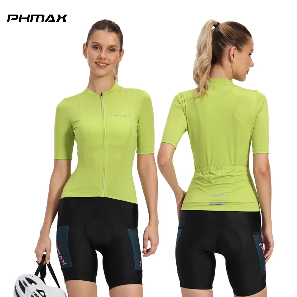 PHMAX New Women Short Sleeve Cycling Jersey Sun Protection Breathable MTB Road Bike Shirt Summer Cycling Maillot with 3 Pockets
PHMAX New Women Short Sleeve Cycling Jersey Sun Protection Breathable MTB Road Bike Shirt Summer Cycling Maillot with 3 Pockets