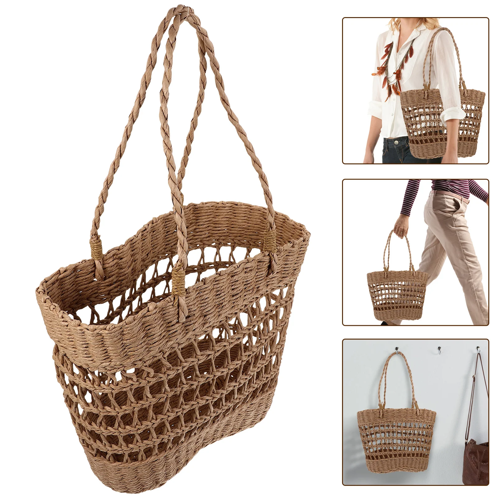 Straw Woven Beach Tote Bag Lightweight Large Capacity Women Light Brown Oversize Hollow Bags Trendy Style Summer Vacation
Straw Woven Beach Tote Bag Lightweight Large Capacity Women Light Brown Oversize Hollow Bags Trendy Style Summer Vacation