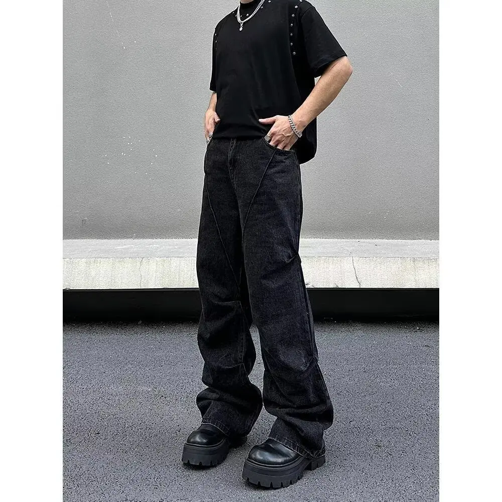 American Retro Deconstructed Patchwork Wide Leg Jeans Men Women Loose Fit Split Scythe Casual Comfortable Denim Trousers
American Retro Deconstructed Patchwork Wide Leg Jeans Men Women Loose Fit Split Scythe Casual Comfortable Denim Trousers