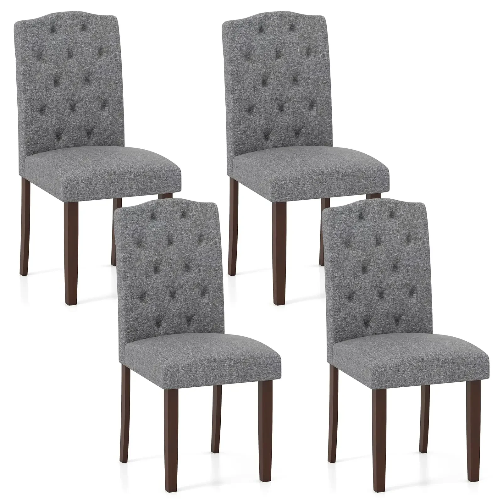 Tufted Dining Chairs Set Of 4, Upholstered Armless Parson Chairs With Padded Seat And High Back, Rubber Wood Legs, Grey
Tufted Dining Chairs Set Of 4, Upholstered Armless Parson Chairs With Padded Seat And High Back, Rubber Wood Legs, Grey