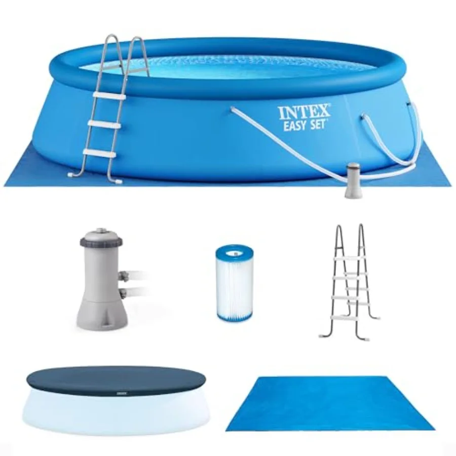 15 ft x 42in Round Inflatable Above Ground Pool Set with 1000 GPH Cartridge Filter Pump Ladder Cover Ground Cloth Blue
15 ft x 42in Round Inflatable Above Ground Pool Set with 1000 GPH Cartridge Filter Pump Ladder Cover Ground Cloth Blue