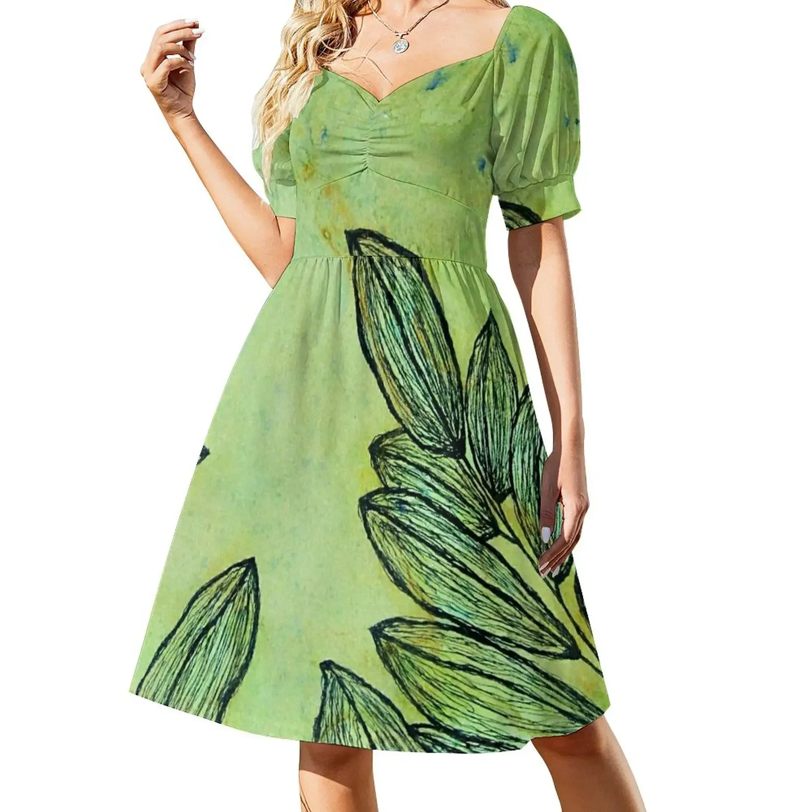 Leaves Pattern Sleeveless Dress elegant dresses for women Woman's evening dress women party dresses
Leaves Pattern Sleeveless Dress elegant dresses for women Woman's evening dress women party dresses