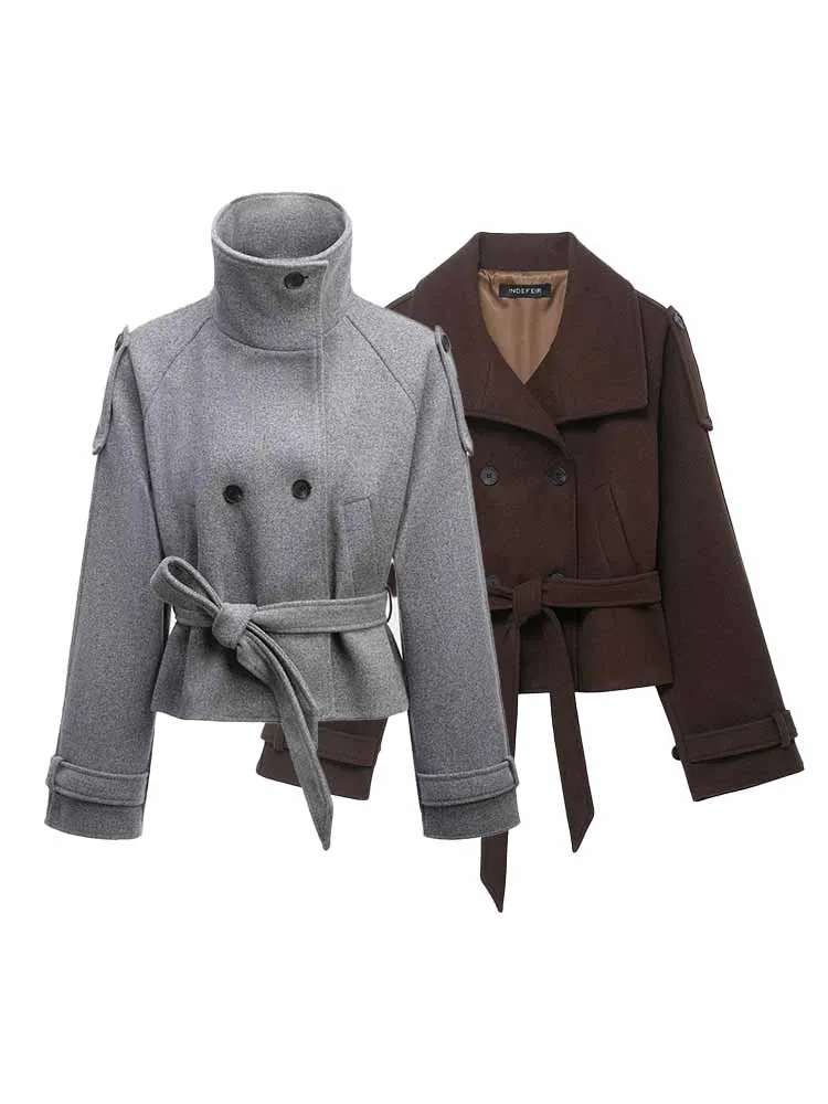 HH Woman Winter Fashion High Collar Long Sleeves Double Breasted Belt Short Coat Jacket Female Casual Versatile Commuting Jacket
HH Woman Winter Fashion High Collar Long Sleeves Double Breasted Belt Short Coat Jacket Female Casual Versatile Commuting Jacket