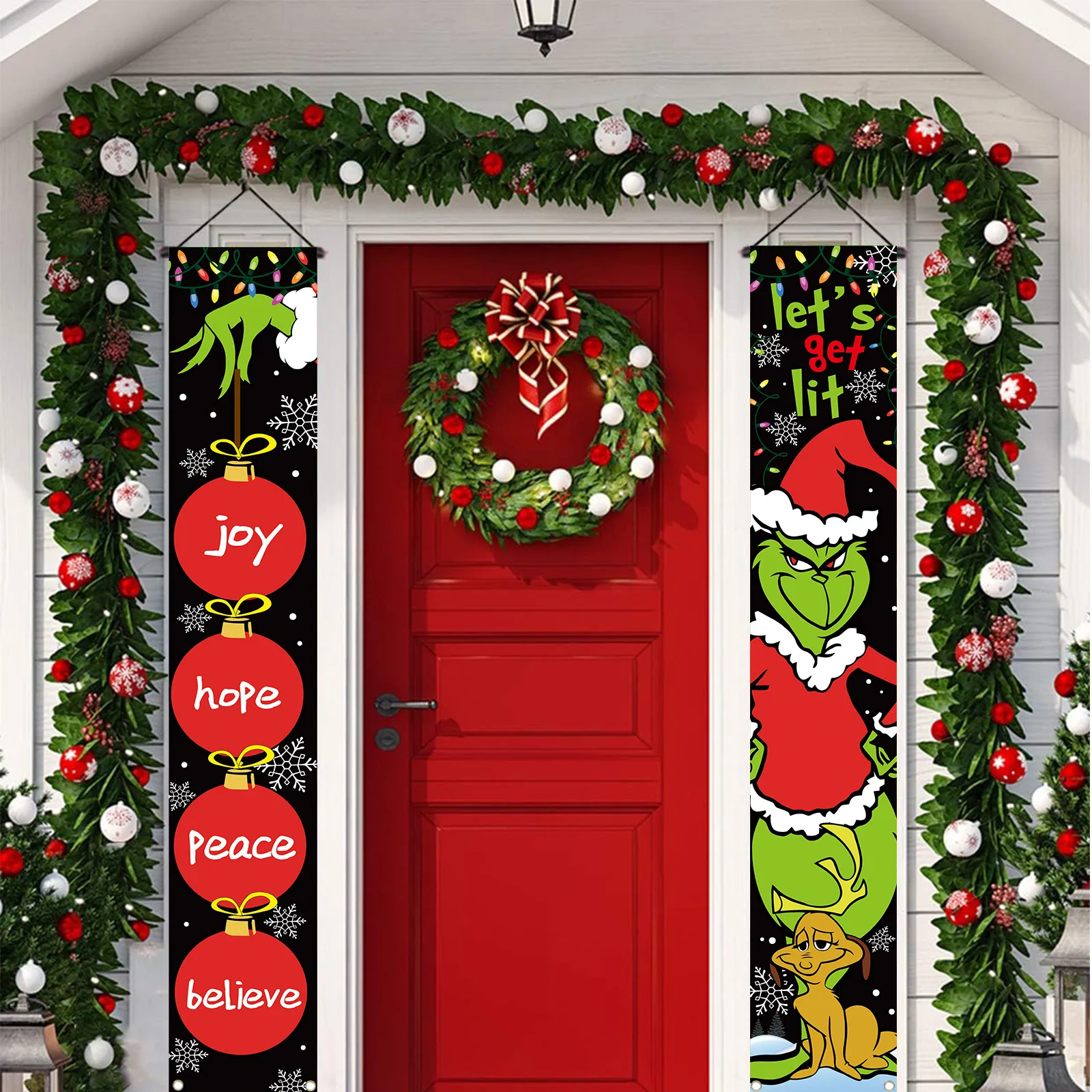 Greenwich Green Water Ghost Christmas Couplet Decorations Door Curtains Flags Festive Party Atmosphere
Greenwich Green Water Ghost Christmas Couplet Decorations Door Curtains Flags Festive Party Atmosphere