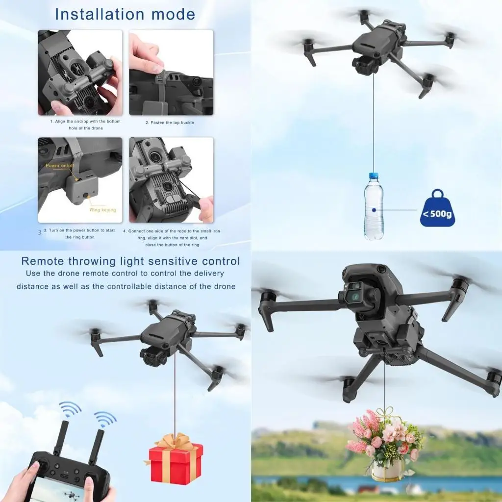 103F Multipurpose Delivery Mechanism for 3/3Pro Easy to Installs Air Dropping Thrower with Remote Controls