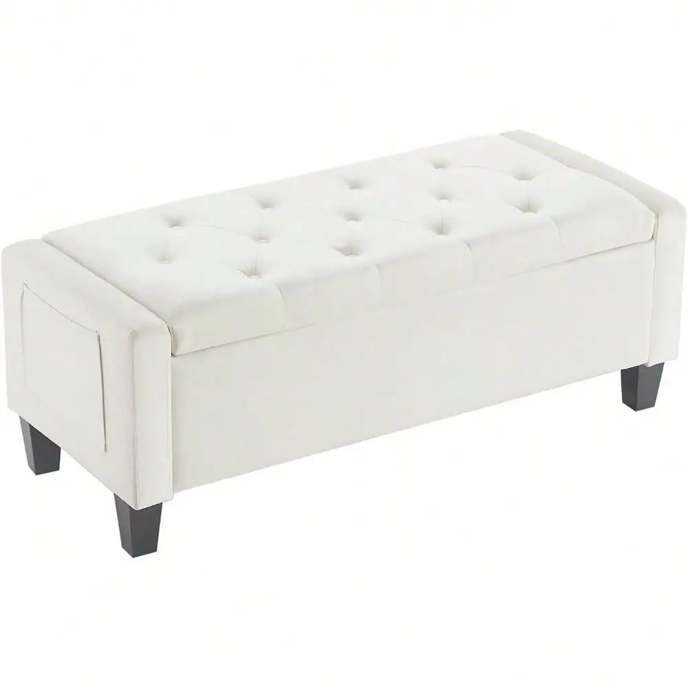 Storage Ottoman Bench For Bedroom, End Of Bed Bench With Button, Side Storage Pockets, Organizer Storage Chest, holstered Foo
Storage Ottoman Bench For Bedroom, End Of Bed Bench With Button, Side Storage Pockets, Organizer Storage Chest, holstered Foo