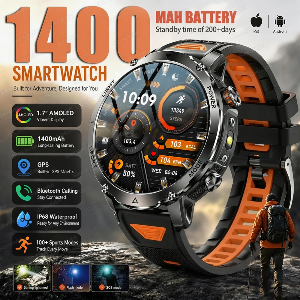New 1400mAh Battery Smart Watch Men GPS Bluetooth Call IP68K Waterproof Swim Sport Run Hiking Outdoors Durable Smartwatch 2026
New 1400mAh Battery Smart Watch Men GPS Bluetooth Call IP68K Waterproof Swim Sport Run Hiking Outdoors Durable Smartwatch 2026