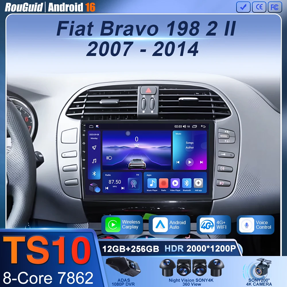 Android For Fiat Bravo 198 2 II 2007 -2014 2K QLED Android Car Radio Multimedia Video Player GPS stereo CarPlay BT 4G Head Unit
Android For Fiat Bravo 198 2 II 2007 -2014 2K QLED Android Car Radio Multimedia Video Player GPS stereo CarPlay BT 4G Head Unit