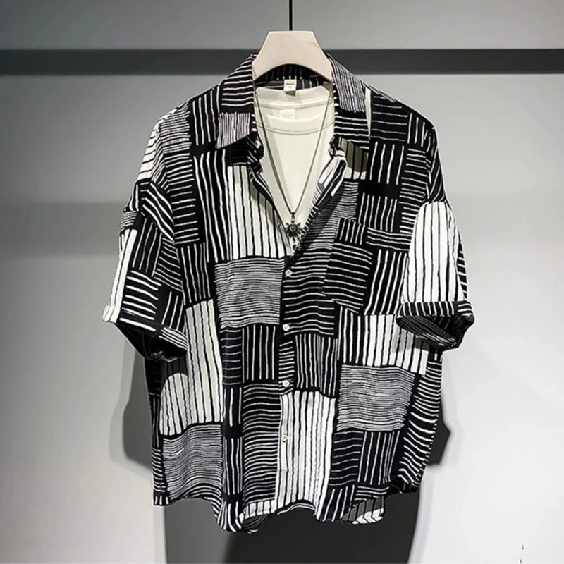 Fashion Lapel Printed Spliced Vintage Striped Shirts Men's Clothing 2025 Summer New Loose Short Sleeve Korean Tops Casual Shirts
Fashion Lapel Printed Spliced Vintage Striped Shirts Men's Clothing 2025 Summer New Loose Short Sleeve Korean Tops Casual Shirts