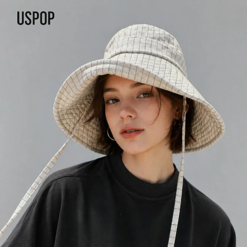 USPOP Women Wide Brim Linen Bucket Hat Striped Sun Hat with Chin Strap Foldable Outdoor UV Protection Casual Summer Cap
USPOP Women Wide Brim Linen Bucket Hat Striped Sun Hat with Chin Strap Foldable Outdoor UV Protection Casual Summer Cap