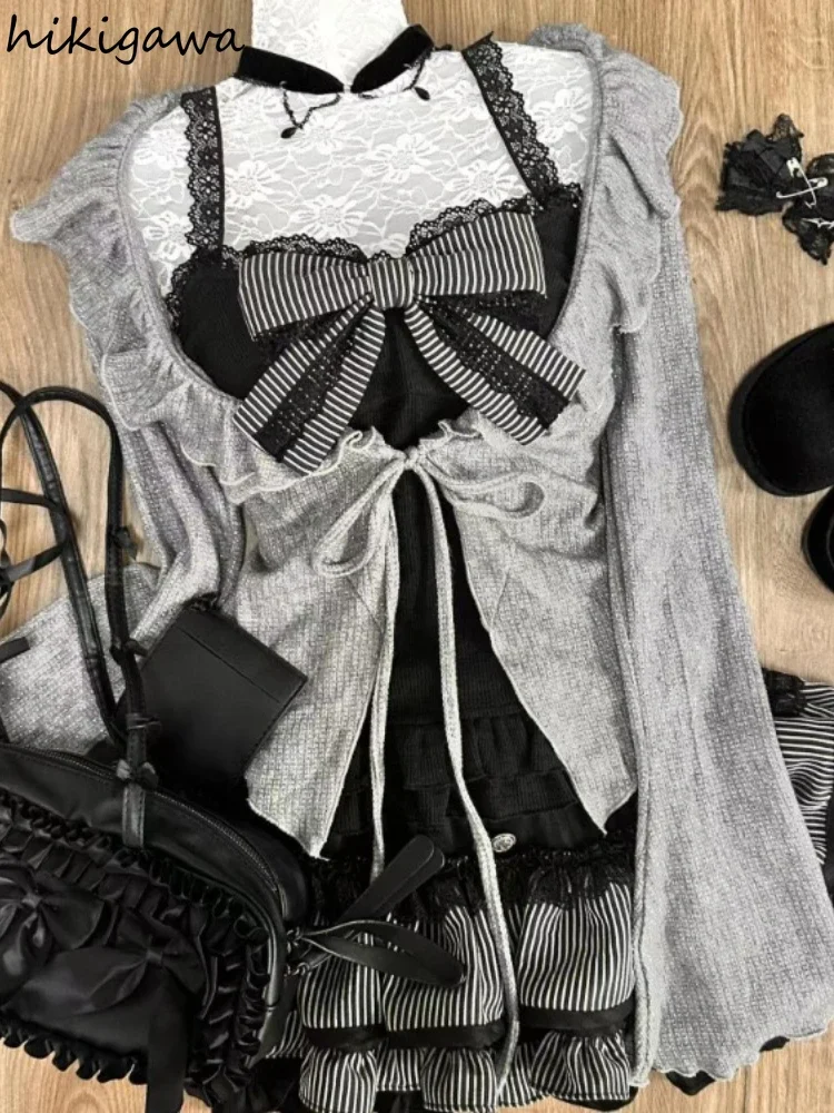 Lolita Style Japanese Skirt Outfits Sweet 3 Piece Set Women Clothing Bandage Shirt Bow Lace Vest Striped Mini Skirts Y2k Suit
Lolita Style Japanese Skirt Outfits Sweet 3 Piece Set Women Clothing Bandage Shirt Bow Lace Vest Striped Mini Skirts Y2k Suit