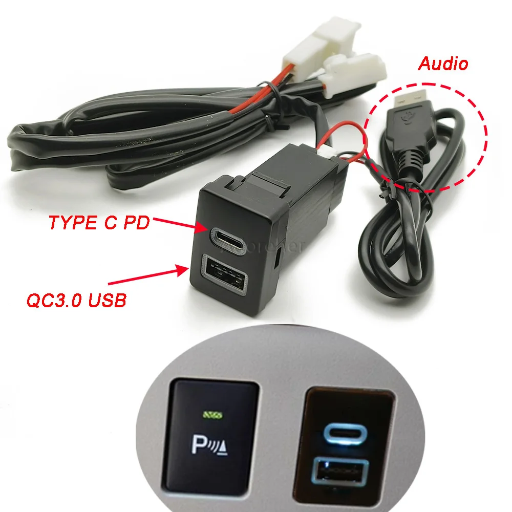 Fit for Camry Prius Corolla Prado Car Quick Charger USB QC3.0 Adapter PD TYPE-C Charger Fast Audio U-disk Flash Socket
Fit for Camry Prius Corolla Prado Car Quick Charger USB QC3.0 Adapter PD TYPE-C Charger Fast Audio U-disk Flash Socket