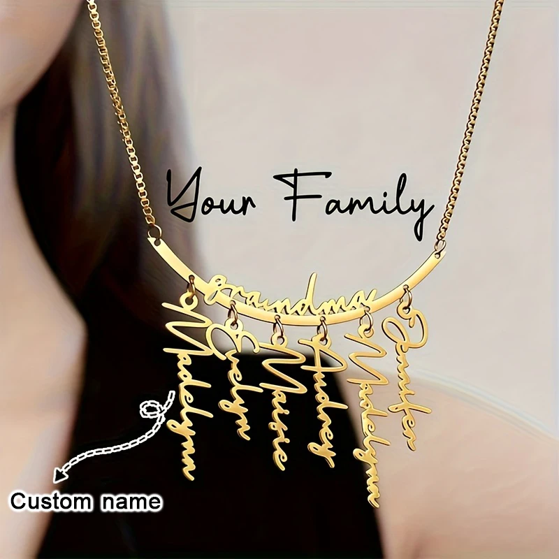 Индивидуальное ожерелье с именем семьи, модные украшения для женщин, изысканное ожерелье с именами членов семьи, подарок на День святого Валентина или годовщину.
Индивидуальное ожерелье с именем семьи, модные украшения для женщин, изысканное ожерелье с именами членов семьи, подарок на День святого Валентина или годовщину.
