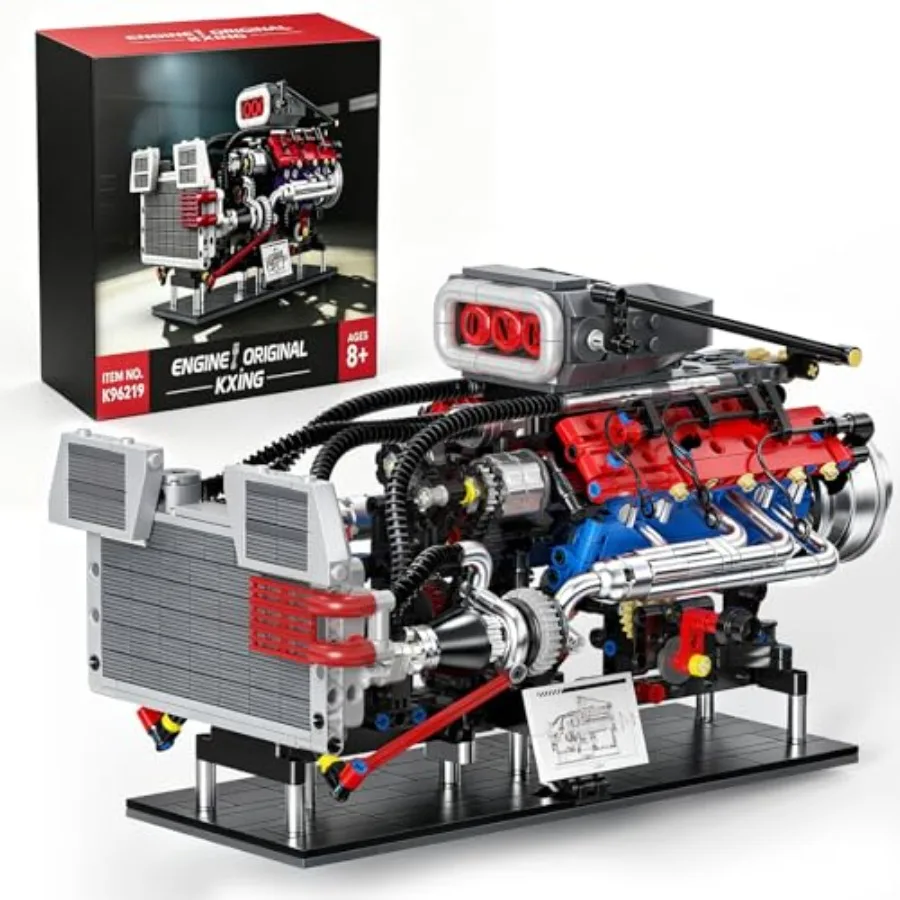 V8 Engine Model Kit for desktop display, metal and ABS plastic, black and chrome, fully functional motor-driven mechanical tran
V8 Engine Model Kit for desktop display, metal and ABS plastic, black and chrome, fully functional motor-driven mechanical tran