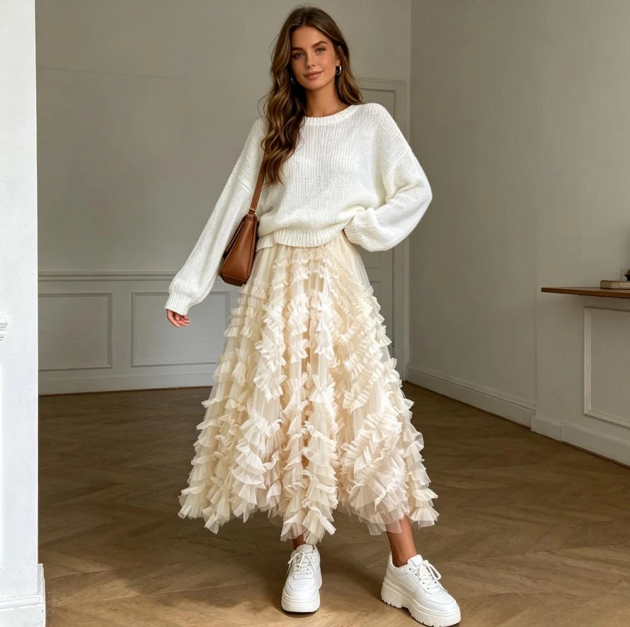 Cake Dress Women Mid Length Skirt A Line Mesh Elastic Waist Irregular Hem Elegant Splice Solid Y2k Streetwear Work 2026 Spring
Cake Dress Women Mid Length Skirt A Line Mesh Elastic Waist Irregular Hem Elegant Splice Solid Y2k Streetwear Work 2026 Spring