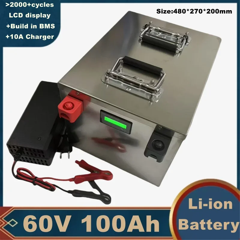 Waterproof 60V 100Ah Li-ion Battery with BMS for Scooter Elevator Sweeper Tourist Car AGV Charger +10A Suitable for Chariot Bala
Waterproof 60V 100Ah Li-ion Battery with BMS for Scooter Elevator Sweeper Tourist Car AGV Charger +10A Suitable for Chariot Bala