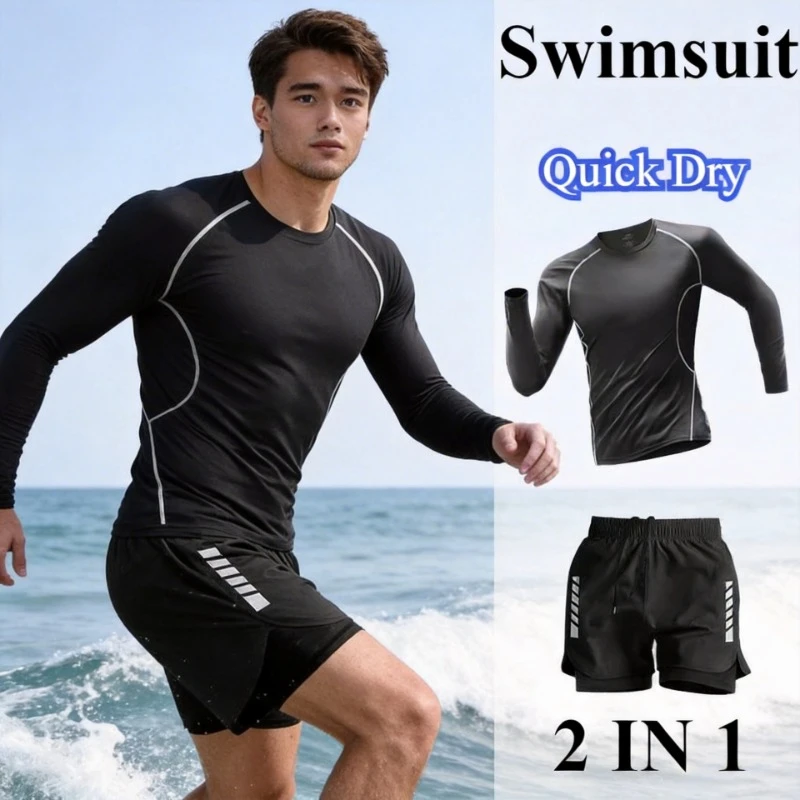 Summer Men's Quick Dry Two-Piece Separates Swimsuit Set Anti Embarrassment Swimming Trunks Surfing Beach Sports Running Clothes
Summer Men's Quick Dry Two-Piece Separates Swimsuit Set Anti Embarrassment Swimming Trunks Surfing Beach Sports Running Clothes