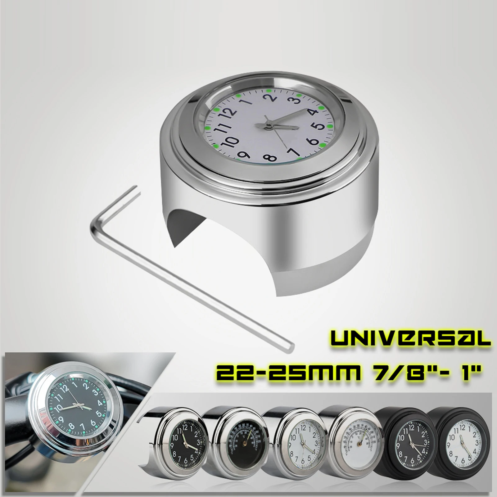 Universal Car Wall Clock Motorcycle Handlebar Meter Bike Thermometer Watertight Replacement for Bikes 22mm-25.4mm7/8 ''- 1''
Universal Car Wall Clock Motorcycle Handlebar Meter Bike Thermometer Watertight Replacement for Bikes 22mm-25.4mm7/8 ''- 1''