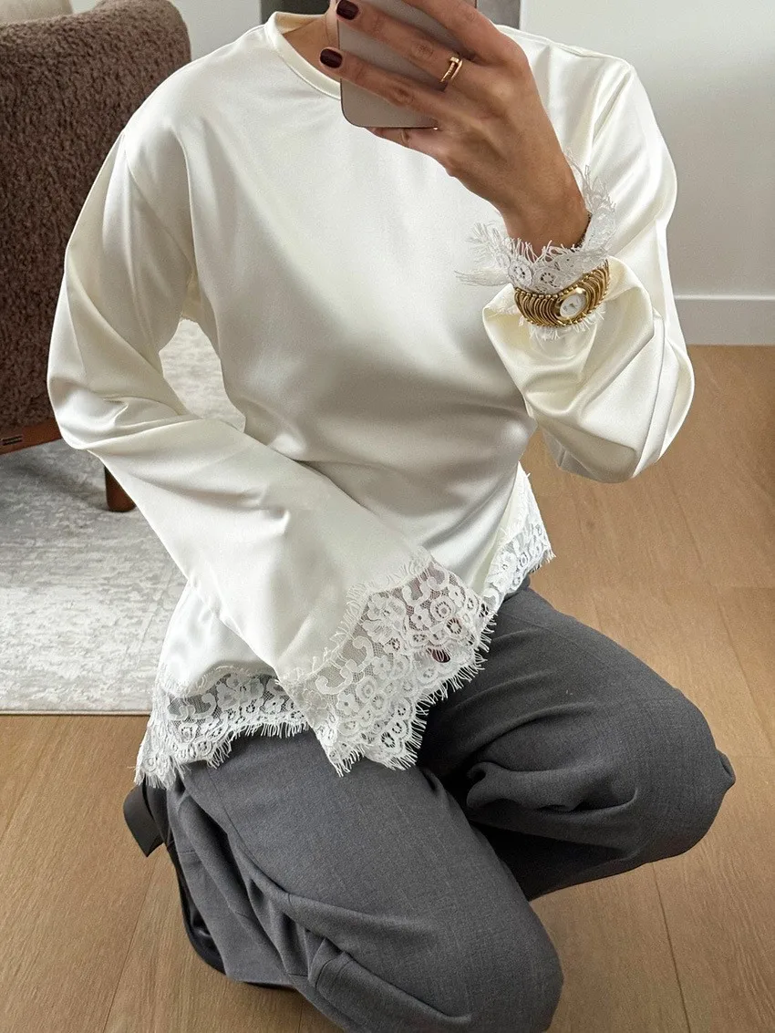 Spring Women's Clothing Solid Long Sleeve Round Neck Slim Fit Blouse Elegant Office Wear Polyester Spandex Mid Length Top
Spring Women's Clothing Solid Long Sleeve Round Neck Slim Fit Blouse Elegant Office Wear Polyester Spandex Mid Length Top