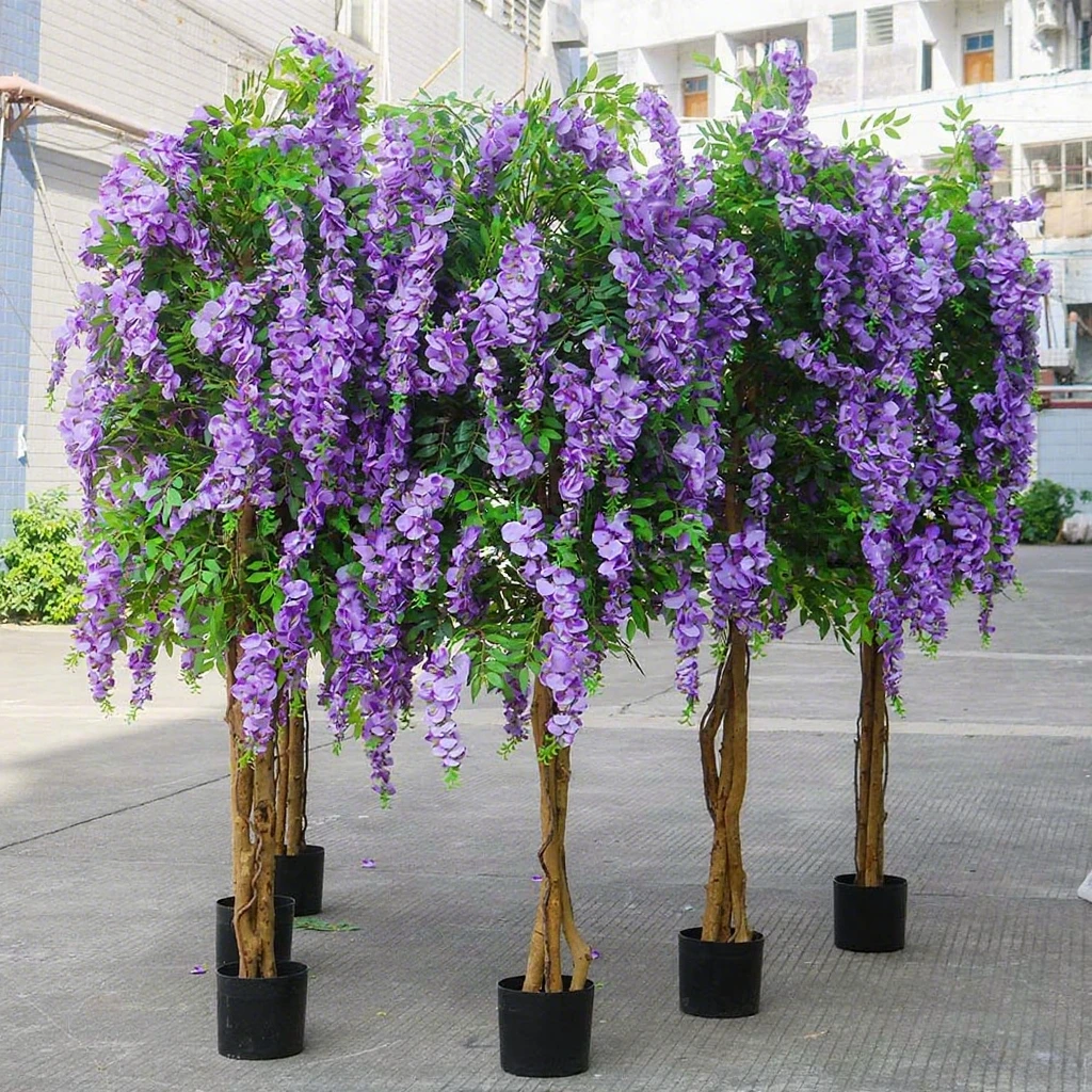 Shopping mall decoration simulation wisteria flower tree potted plant simulation flower tree large floor decoration ornaments 
Shopping mall decoration simulation wisteria flower tree potted plant simulation flower tree large floor decoration ornaments
