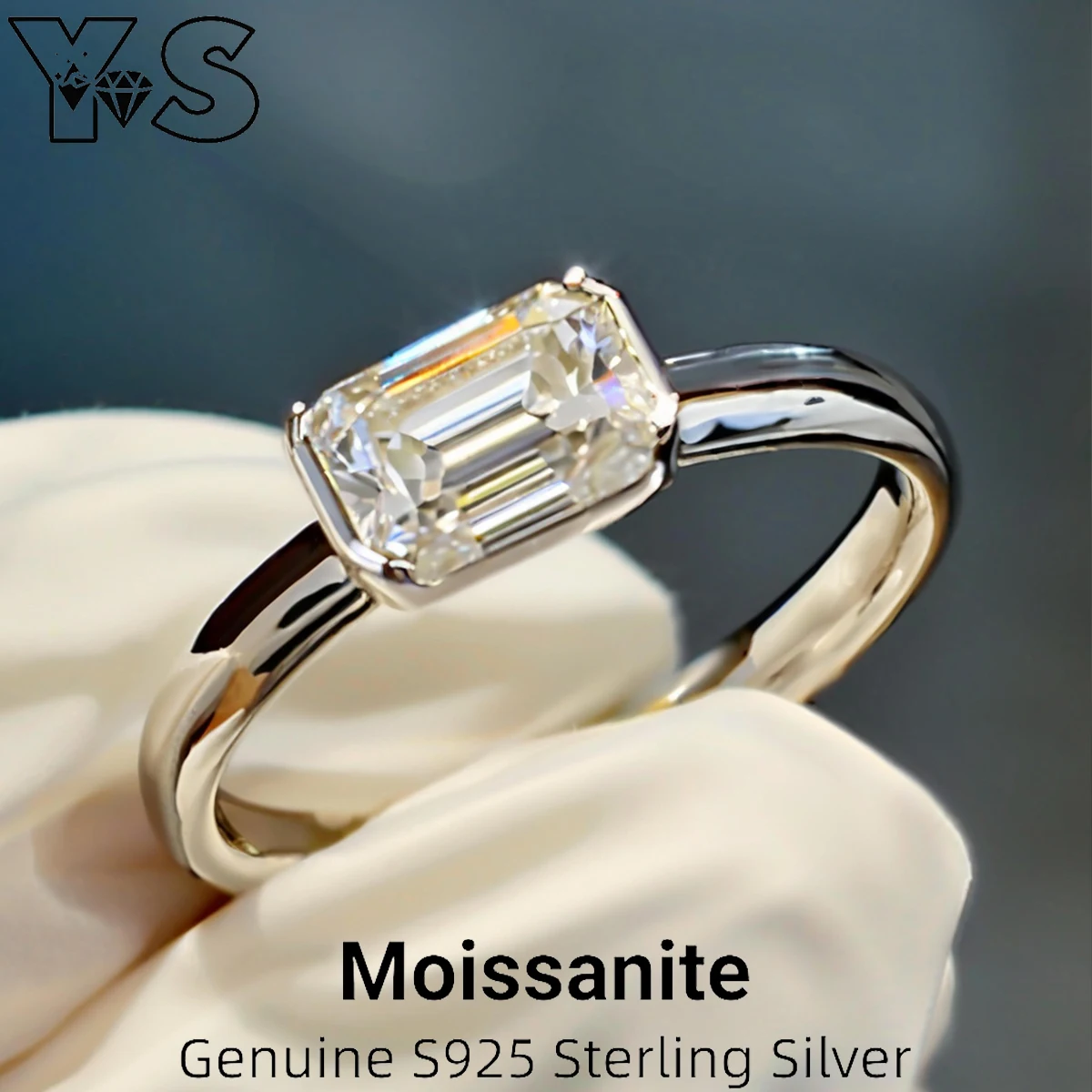 Genuine S925 Sterling Silver 1CT Emerald Cut Rectangular Moissanite Solitaire Ring for Women Engagement Wedding Anniversary Gift
Genuine S925 Sterling Silver 1CT Emerald Cut Rectangular Moissanite Solitaire Ring for Women Engagement Wedding Anniversary Gift