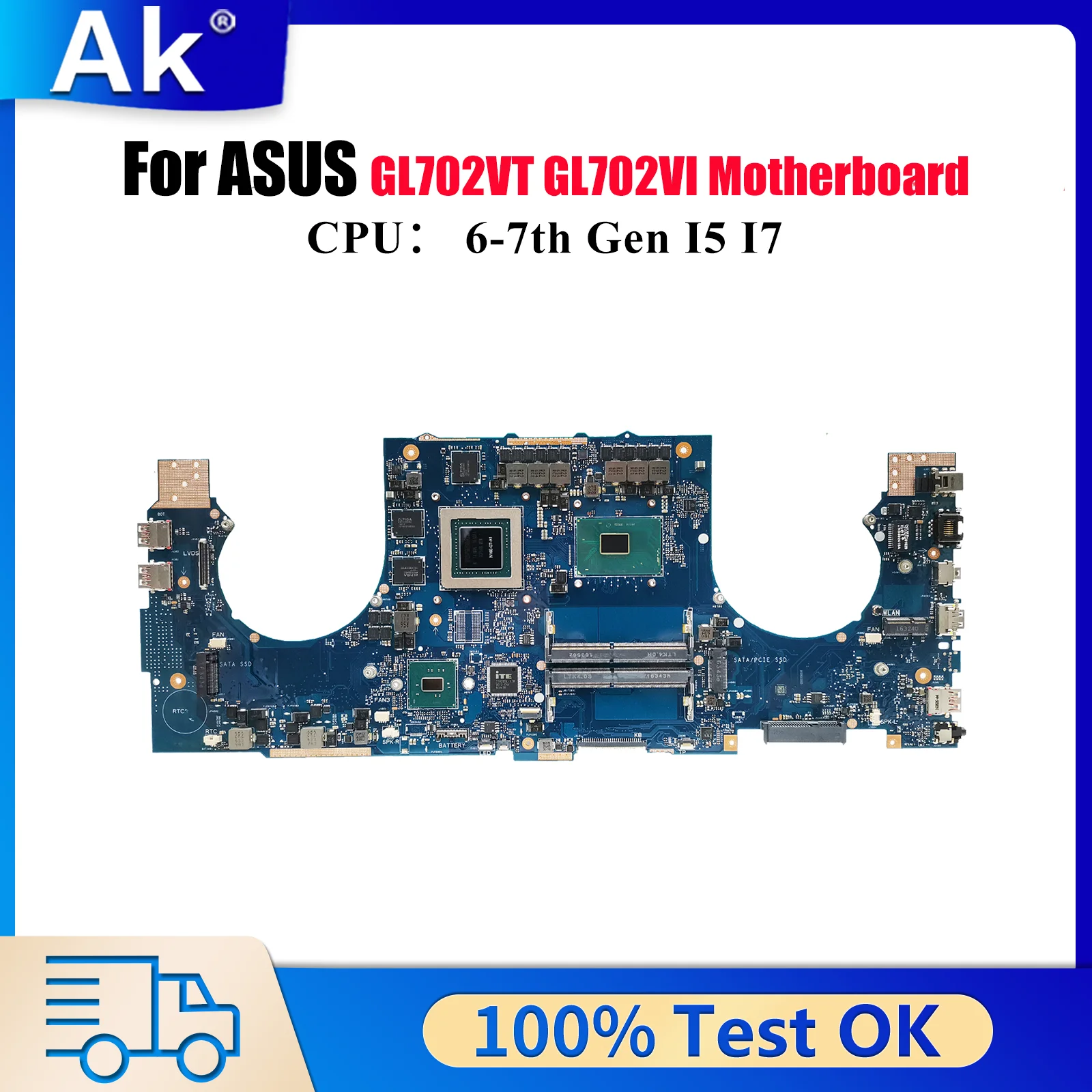 GL702VT Материнская плата для ноутбука ASUS ROG Strix GL702VSK S7VS GL702VI GL702VMK GL702V Материнская плата с процессором I5 I7 100% тесты OK stk
GL702VT Материнская плата для ноутбука ASUS ROG Strix GL702VSK S7VS GL702VI GL702VMK GL702V Материнская плата с процессором I5 I7 100% тесты OK stk